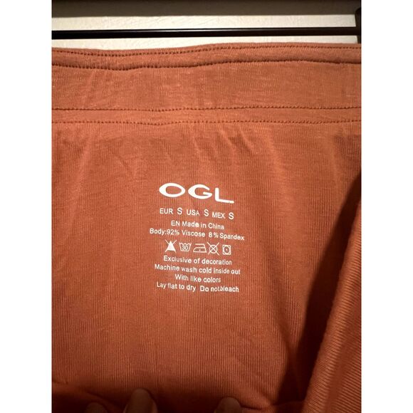 NWT OGLmove Ruched Side Mermaid Midi Skirt Burnt Orange Women's Size Small - Picture 6 of 8